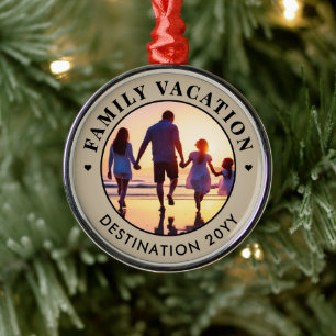 Custom Elegant Family Vacation   Family Trip Photo Metal Tree Decoration