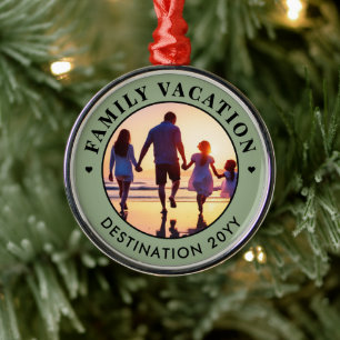 Custom Elegant Family Vacation   Family Trip Photo Metal Tree Decoration