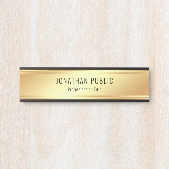 Custom Elegant Faux Gold Glamour Template Door Sign (Front)