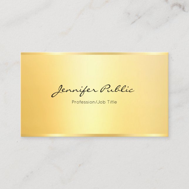 Custom Elegant Faux Gold Minimalist Modern Business Card (Front)