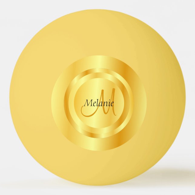 Custom Elegant Faux Gold Modern Monogram Template Ping Pong Ball (Front)