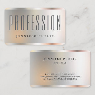 Custom Elegant Faux Silver Template Oceania Business Card