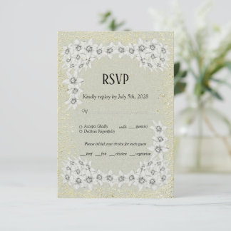 Custom elegant floral gold RSVP card for wedding