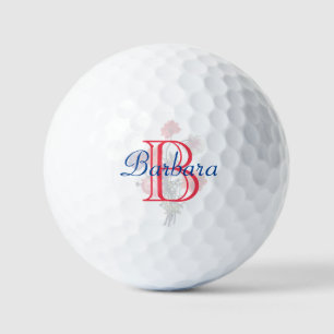 Custom Elegant Floral Name and Monogram Golf Balls
