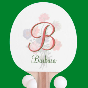 Custom Elegant Floral Name and Monogram Ping Pong  Ping Pong Paddle