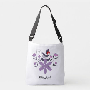 Custom elegant floral purple violet grey red crossbody bag