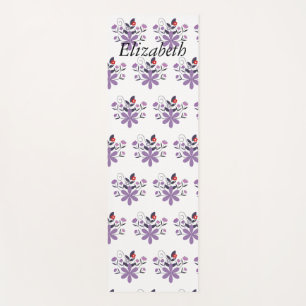 Custom elegant floral purple violet grey red yoga mat
