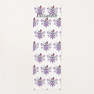 Custom elegant floral purple violet grey red yoga mat