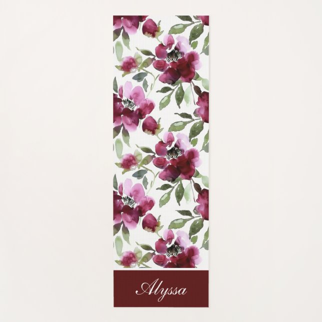 Custom Elegant Floral Yoga Mat (Front)