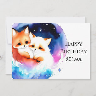 Custom Elegant Fox Birthday Card