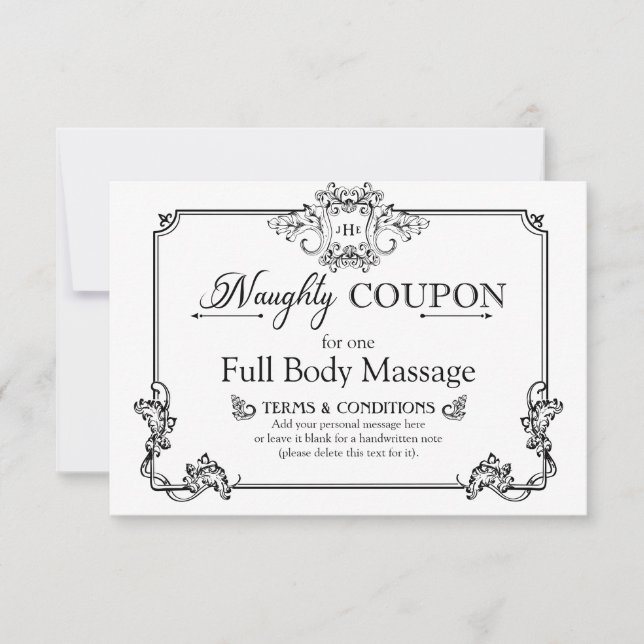 Custom elegant fun "Naughty Coupon" Valentine Gift (Front)