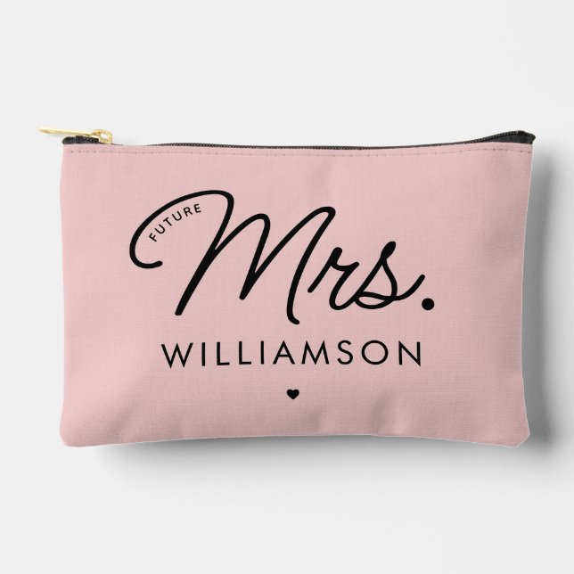 Custom Elegant Future Mrs. Modern Engagement Accessory Pouch (Front)
