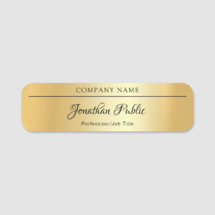 Custom Elegant Glamour Gold Template Hand Script Name Tag