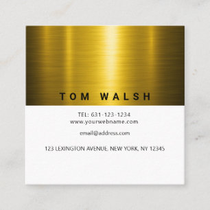 Custom Elegant Gold and White Design Square Business Card