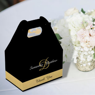 Custom Elegant Gold Black Colour Monogram Initials Favour Box