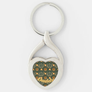 Custom Elegant Gold Boho Ornamental Pattern Key Ring