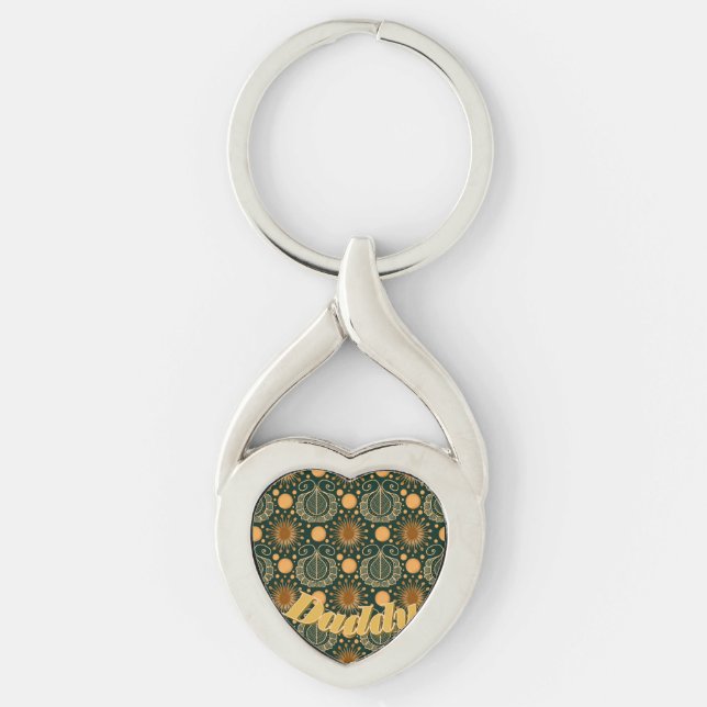 Custom Elegant Gold Boho Ornamental Pattern  Key Ring (Front)