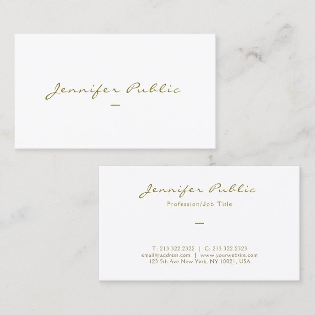 Custom Elegant Gold Colour Typography Script Gloss Business Card (Front/Back)