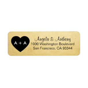Custom Elegant Gold Heart Wedding Return Address