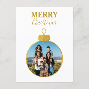 Custom Elegant Gold Photo Ornaments Christmas Holiday Postcard
