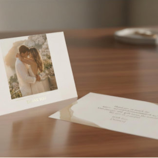 Custom Elegant Gold Photo Thank you cards