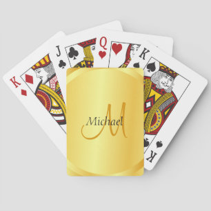Custom Elegant Gold Template Initial Monogram Playing Cards