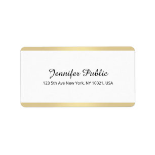 Custom Elegant Gold White Handwritten Template Label
