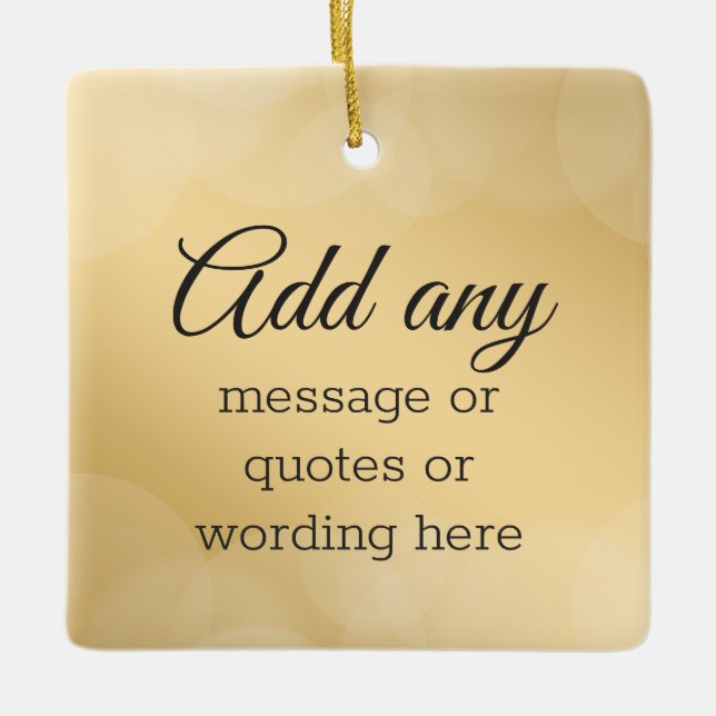 CUSTOM Elegant Gold with Bokeh Ceramic Ornament (Front)