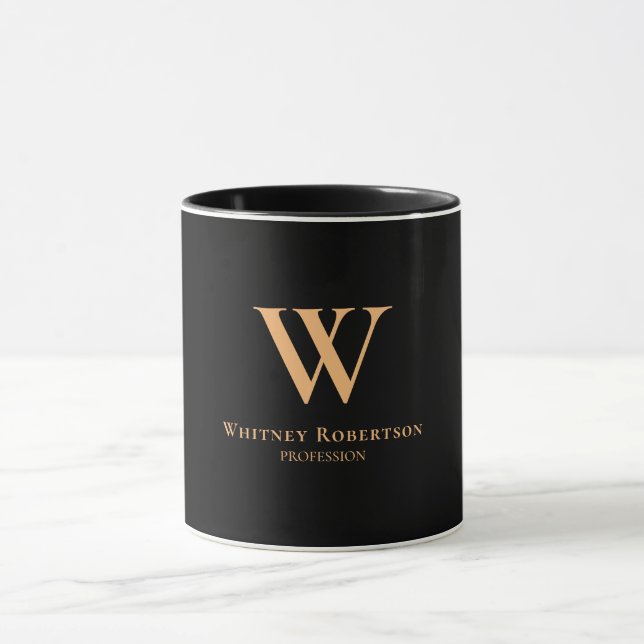 Custom Elegant Golden Monogram and Profession Mug (Center)