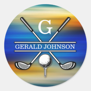 Custom Elegant Golf Monogram Design Classic Round Sticker