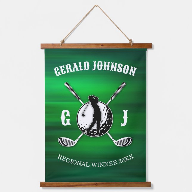 Custom Elegant Golf Monogram Design Hanging Tapestry (Front)