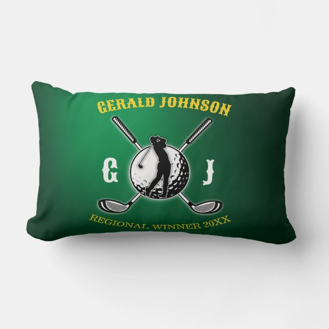Custom Elegant Golf Monogram Design Lumbar Cushion (Front)