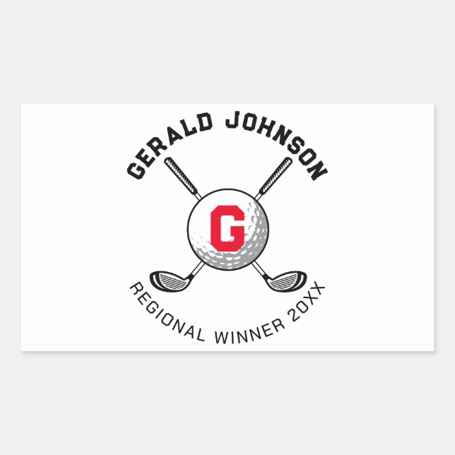 Custom Elegant Golf Monogram Design Rectangular Sticker (Front)