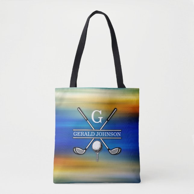 Custom Elegant Golf Monogram Design Tote Bag (Front)