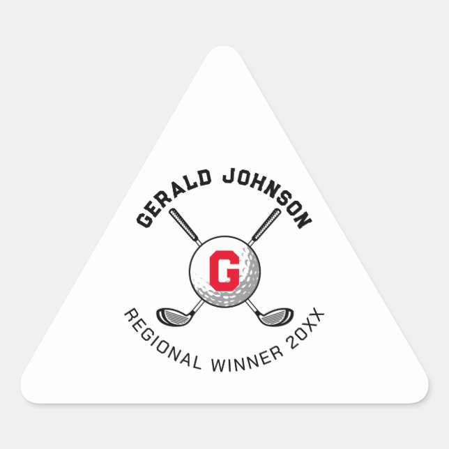 Custom Elegant Golf Monogram Design Triangle Trian Triangle Sticker (Front)
