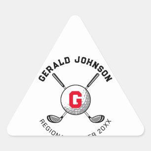 Custom Elegant Golf Monogram Design Triangle Triangle Sticker