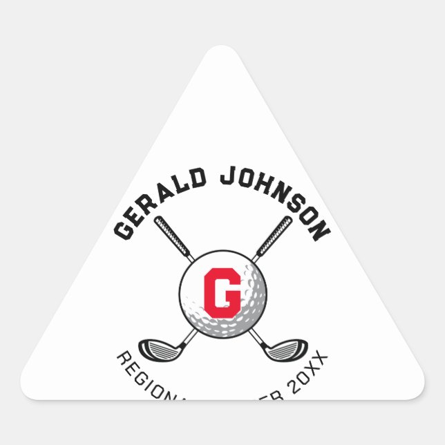 Custom Elegant Golf Monogram Design Triangle Triangle Sticker (Front)