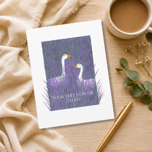 Custom Elegant Goose in a Lavender Garden Art Postcard