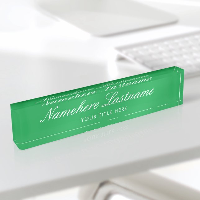 Custom Elegant Green Script Simple Minimalist Nameplate (Creator Uploaded)