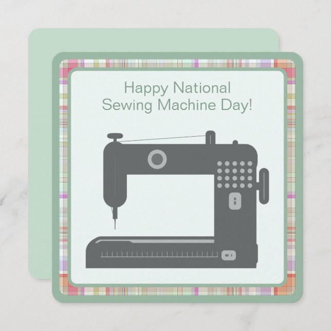Custom Elegant Happy Sewing Machine Day DIY Art Holiday Card (Front/Back)