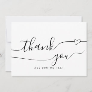Custom Elegant Heart Calligraphy Thank You Cards