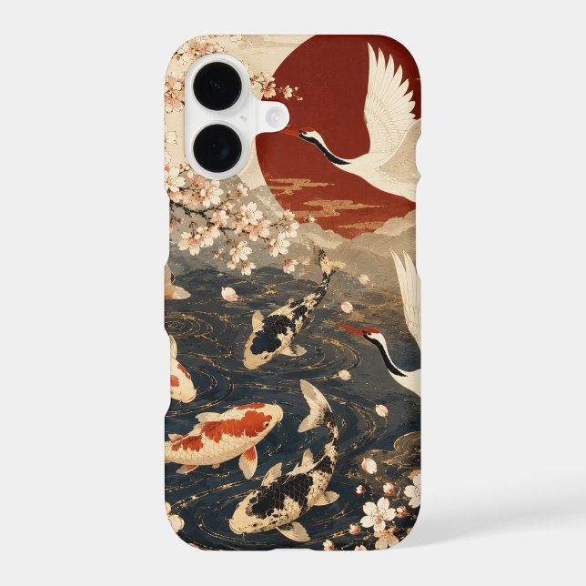 Custom Elegant Japanese Koi & Crane Art (Back)