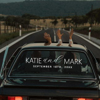 Custom Elegant Just Married Car Wedding Banner