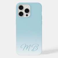 Custom Elegant Light Aqua Ocean Blue Monogram