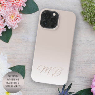 Custom Elegant Light Neutral Beige Cream Monogram Case-Mate iPhone 14 Pro Max Case
