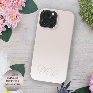 Custom Elegant Light Neutral Ivory Beige Monogram iPhone 15 Pro Max Case