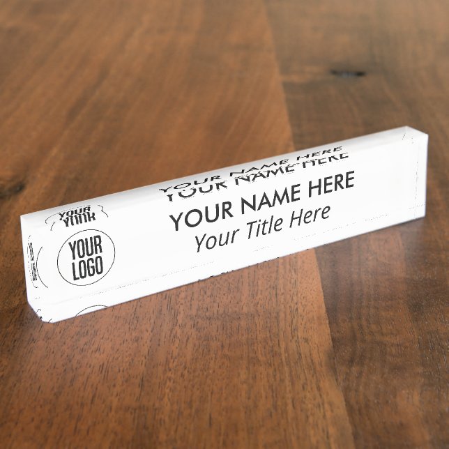 Custom Elegant Logo Black White Nameplate (Side)