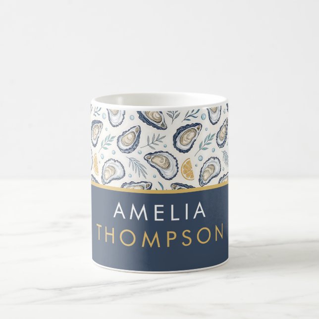 Custom Elegant Marine Oysters Coffee Mug (Center)