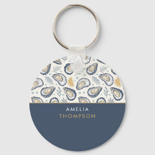 Custom Elegant Marine Oysters Key Ring