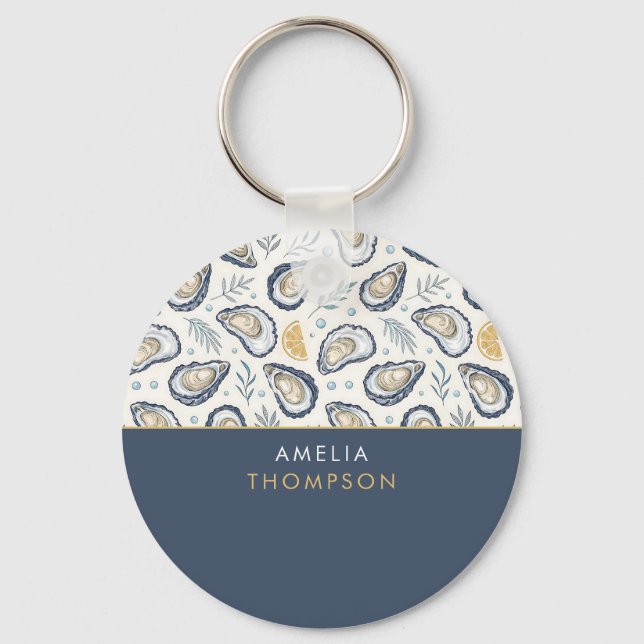 Custom Elegant Marine Oysters Key Ring (Front)